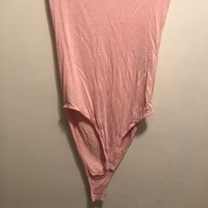 Pink V neck t shirt body suit
